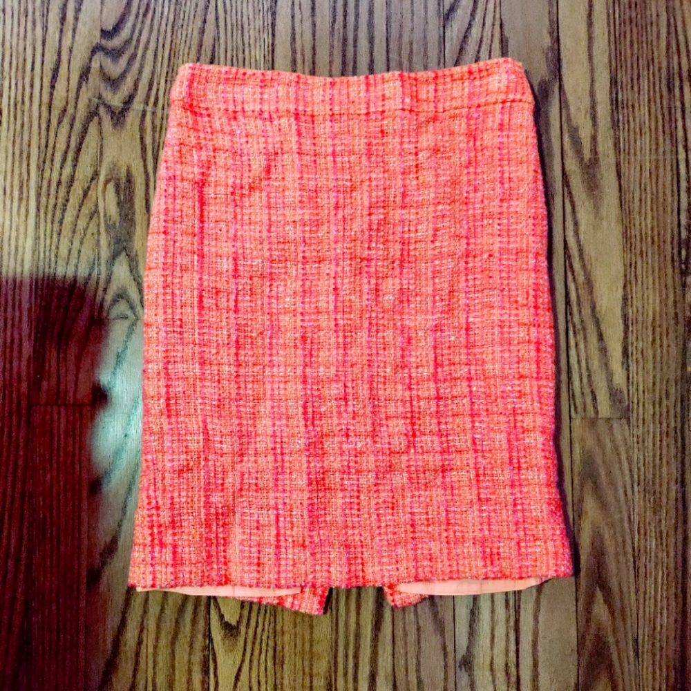 J. Crew, pink and orange pencil skirt